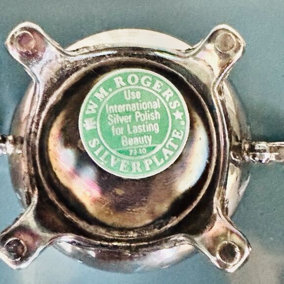 Vintage 3pc Wm Rogers Silverplate Coffee Tea Pot Set Baroque Mid-century Footed - Picture 10 of 16